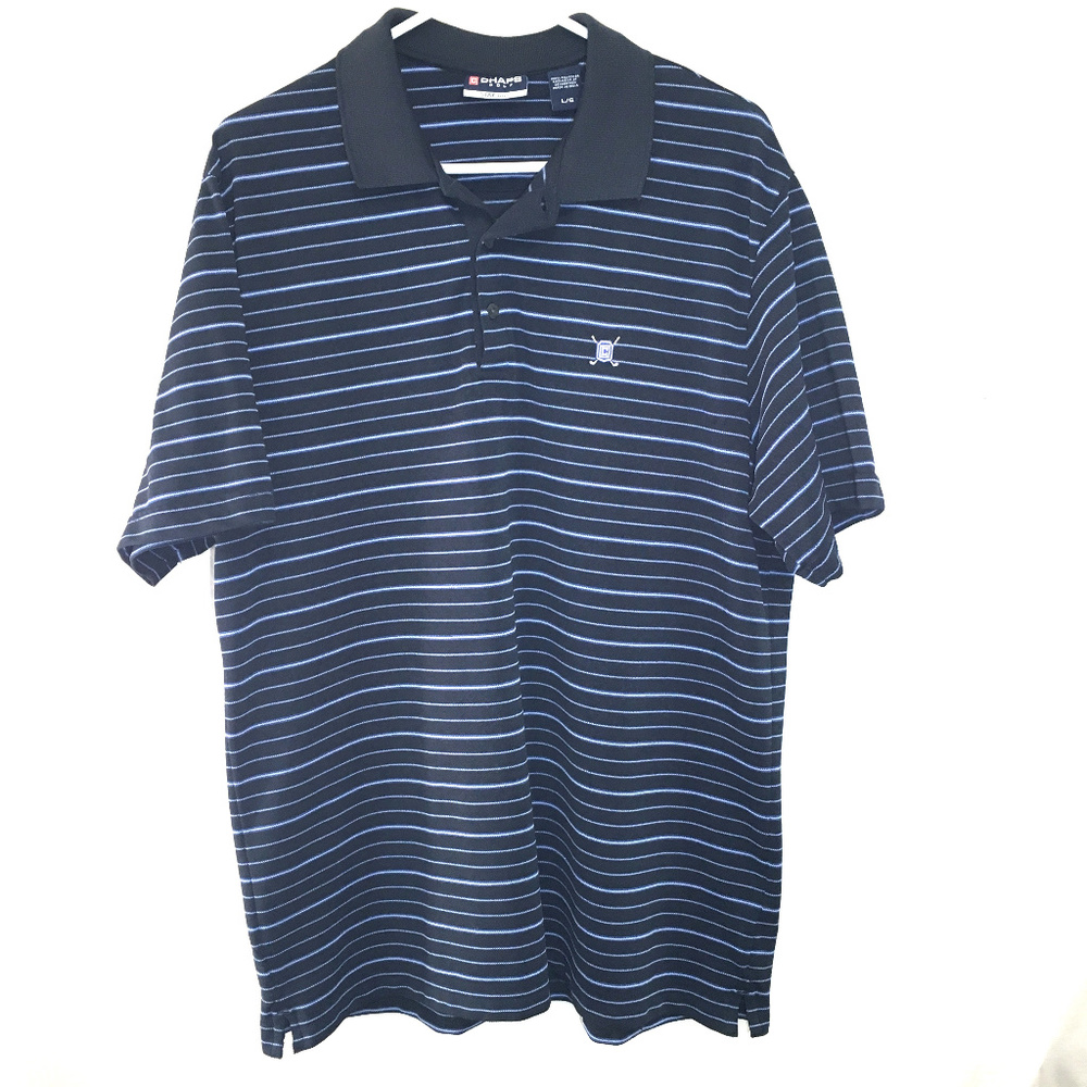 CHAPS Golf Stay Dry Blue Stripe Polo SIZE L